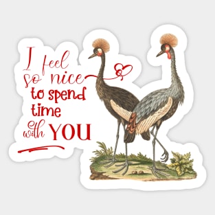 Funny Wildlife Birds Illustration  with Text Sticker